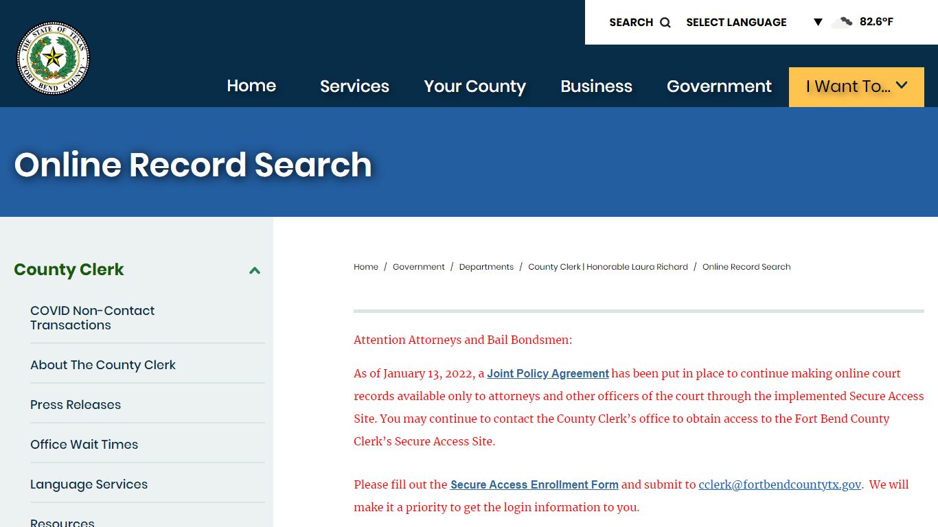 Online Record Search | Fort Bend County